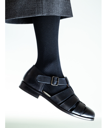 【Tabio MEN】スーピマJQヘリンボーンロングホーズ