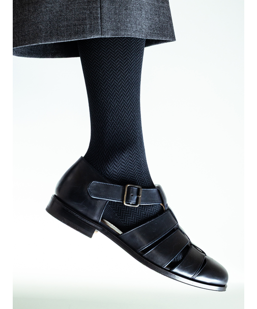 【Tabio MEN】スーピマJQヘリンボーンロングホーズ