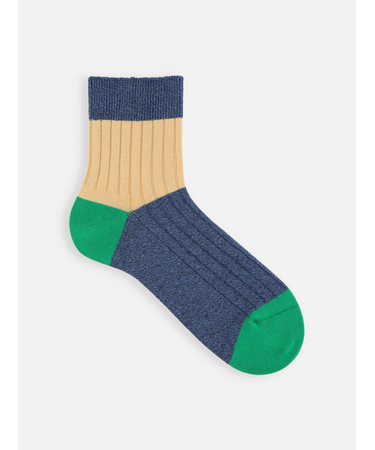 【Tabio MEN】綿リブカラーパネルショートソックス