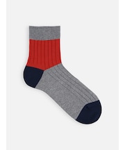 【Tabio MEN】綿リブカラーパネルショートソックス