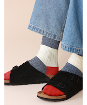 【Tabio MEN】綿リブカラーパネルショートソックス