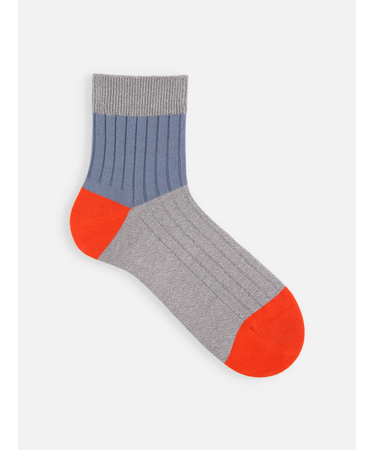 【Tabio MEN】綿リブカラーパネルショートソックス