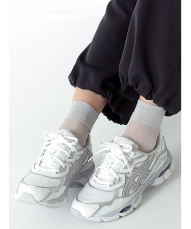 透けラメゴム長ショートソックス