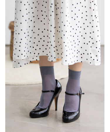 透けラメゴム長ショートソックス