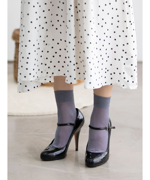 透けラメゴム長ショートソックス