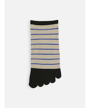 【Tabio MEN】メッシュ素材のボーダー五本指スニーカー丈ソックス