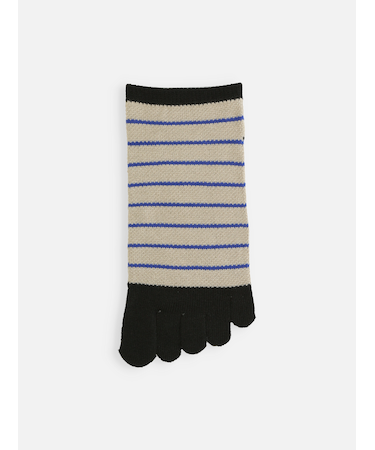 【Tabio MEN】メッシュ素材のボーダー五本指スニーカー丈ソックス