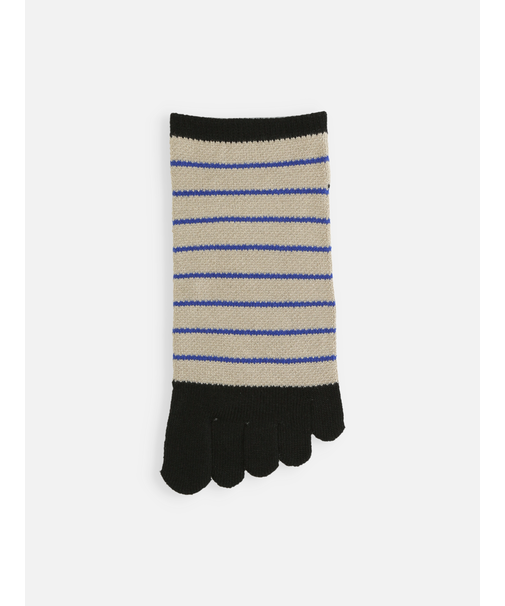 【Tabio MEN】メッシュ素材のボーダー五本指スニーカー丈ソックス