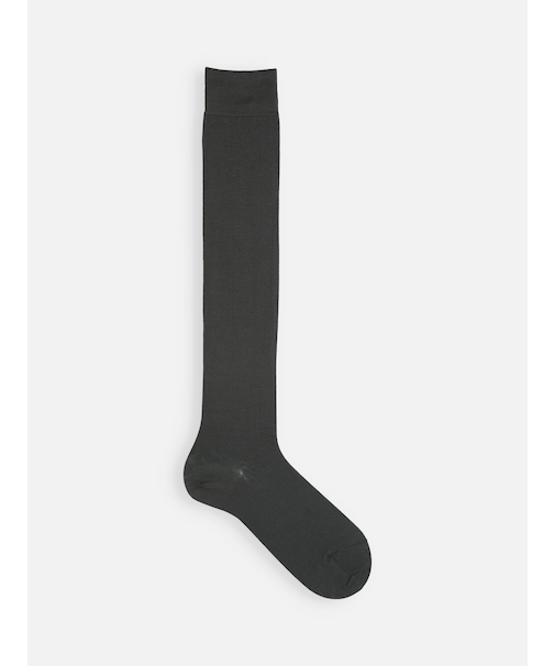 【レングスフリー】綿薄手無地ニーハイソックス