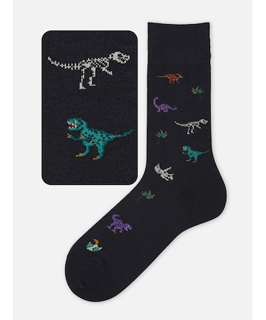 【Tabio MEN】 恐竜柄レギュラーソックス