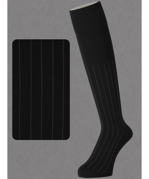 【Tabio MEN】連続シルケットストライプハイソックス(27.0～29.0cm)