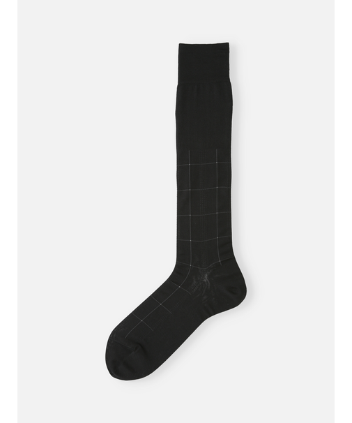 【Tabio MEN】連続シルケットチェックロングホーズ Mサイズ