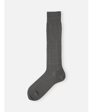 【Tabio MEN】連続シルケットチェックロングホーズ(27.0～29.0cm)