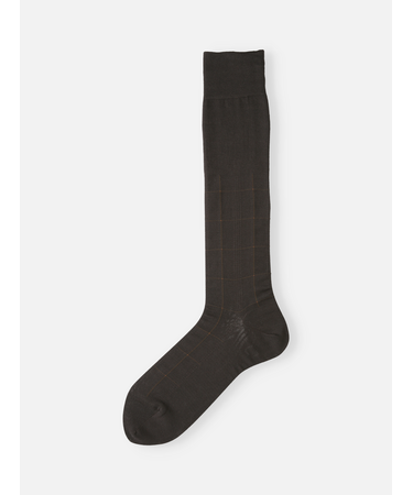 【Tabio MEN】連続シルケットチェックロングホーズ(27.0～29.0cm)