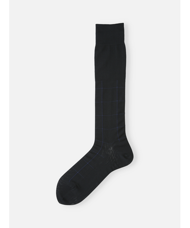 【Tabio MEN】連続シルケットチェックロングホーズ(27.0～29.0cm)