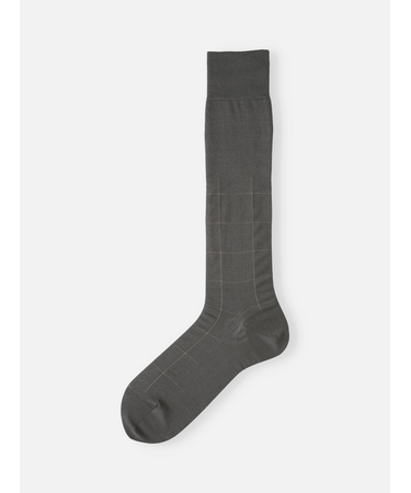 【Tabio MEN】連続シルケットチェックロングホーズ(23.0～25.0cm)