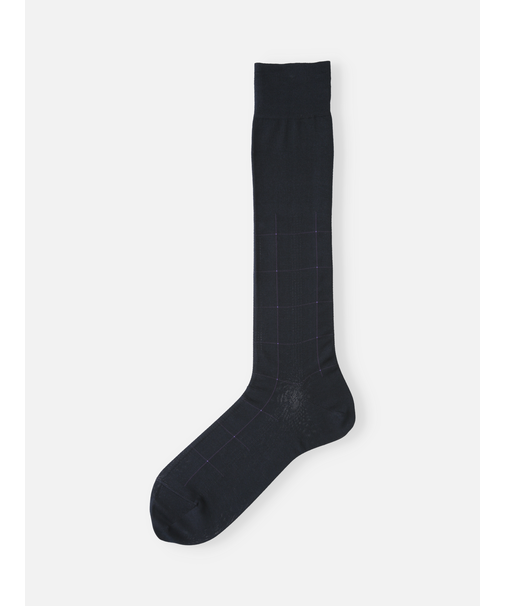 【Tabio MEN】連続シルケットチェックロングホーズ(23.0～25.0cm)