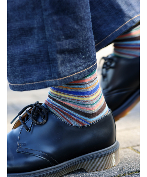 【Tabio MEN】カラフルマルチボーダーソックス