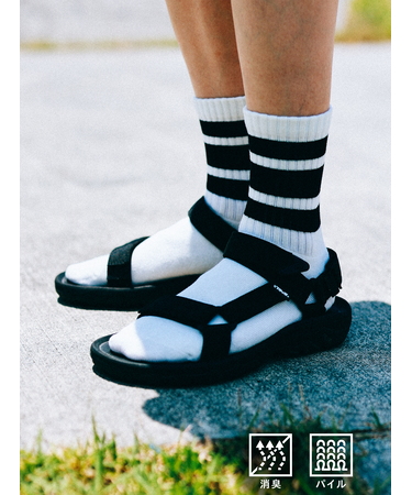 【Tabio MEN】アメリブクッションパイルラインクルー丈ソックス