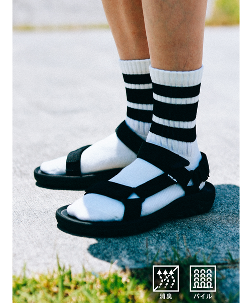 【Tabio MEN】アメリブクッションパイルラインクルー丈ソックス