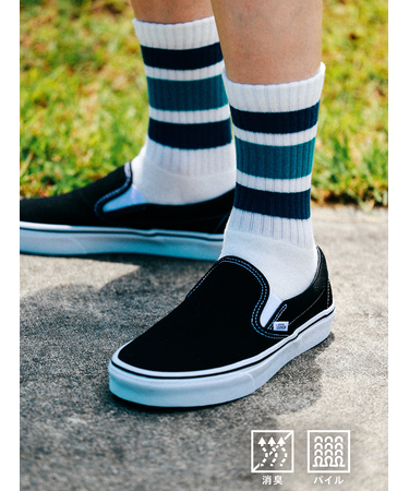 【Tabio MEN】アメリブクッションパイルラインクルー丈ソックス