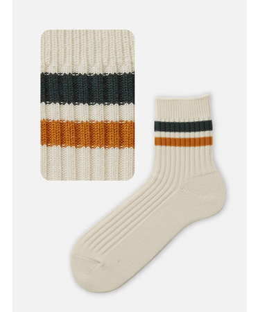【Tabio MEN】綿混2本ラインショートソックス(27.0～29.0cm)