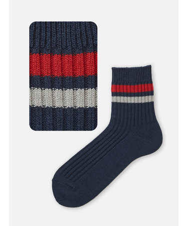 【Tabio MEN】綿混2本ラインショートソックス(27.0～29.0cm)