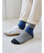 メンズ 綿リブカラーパネルショートソックス(27.0~29.0cm)