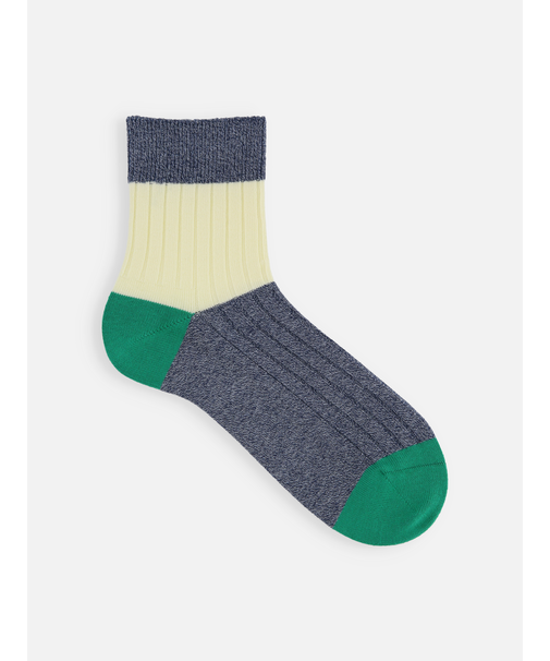 メンズ 綿リブカラーパネルショートソックス(27.0～29.0cm)