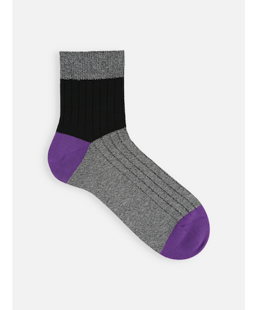 メンズ 綿リブカラーパネルショートソックス(27.0～29.0cm)