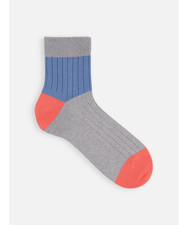 メンズ 綿リブカラーパネルショートソックス(27.0～29.0cm)