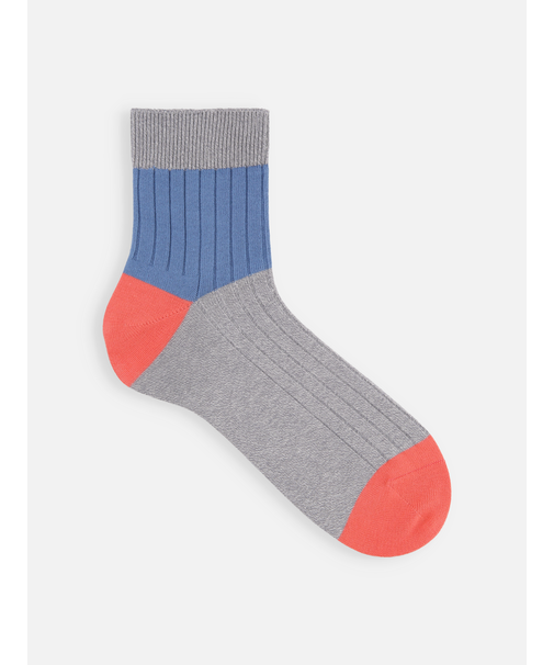 メンズ 綿リブカラーパネルショートソックス(27.0～29.0cm)