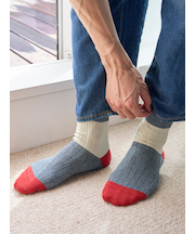 メンズ 綿リブカラーパネルショートソックス(27.0～29.0cm)