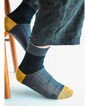 メンズ 綿リブカラーパネルショートソックス(27.0～29.0cm)