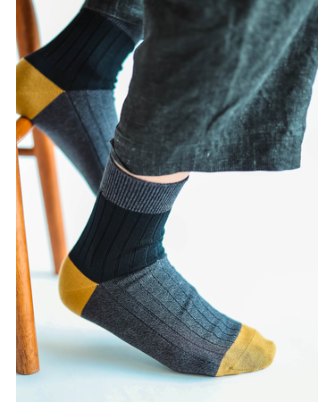 メンズ 綿リブカラーパネルショートソックス(27.0～29.0cm)