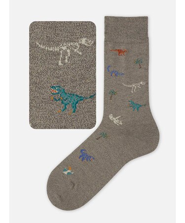 【Tabio MEN】恐竜柄レギュラーソックス(27.0～29.0cm)