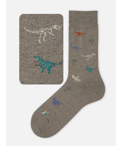 【Tabio MEN】恐竜柄レギュラーソックス(27.0～29.0cm)