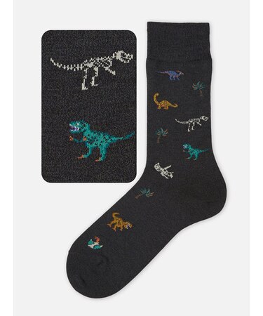 【Tabio MEN】恐竜柄レギュラーソックス(27.0～29.0cm)