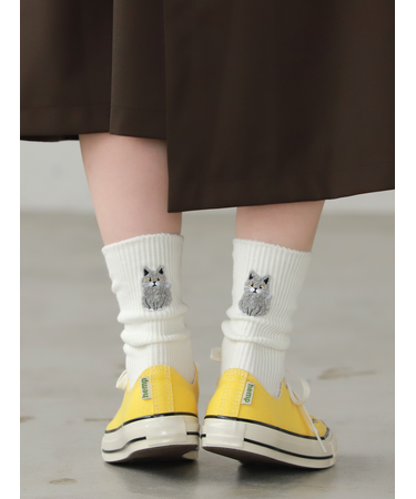 ワッペン風刺繍ソックス