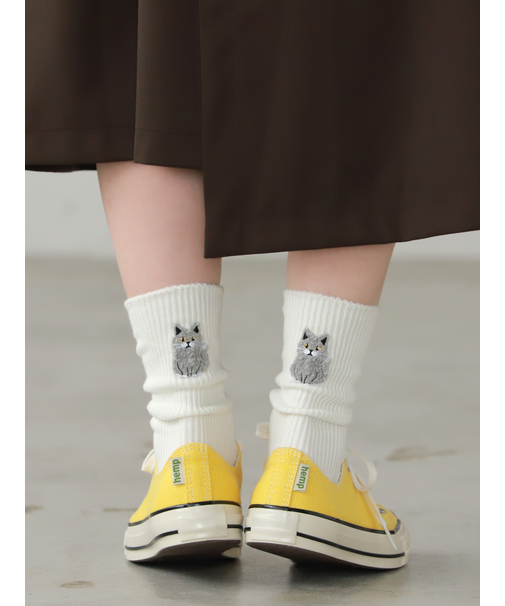 ワッペン風刺繍ソックス