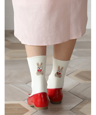 ワッペン風刺繍ソックス