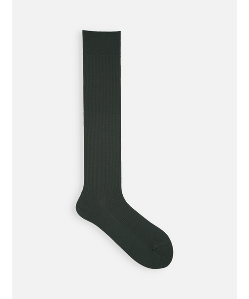 最高級スビンゴールド3×1リブハイソックス