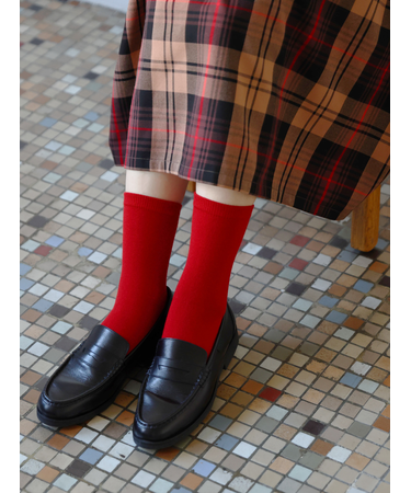 毛混無地ベタソックス