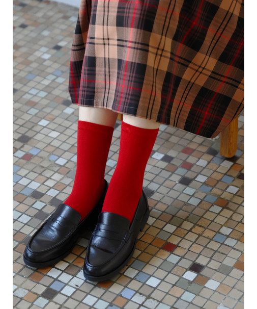 毛混無地ベタソックス