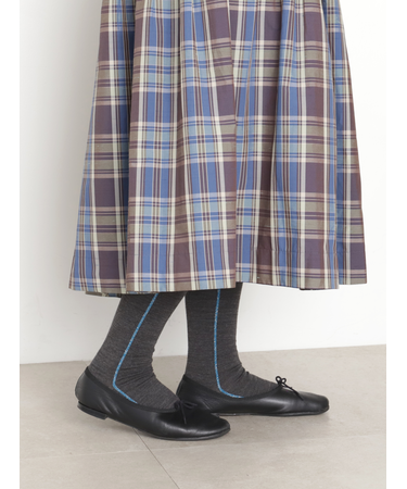 毛混ラメラインハイソックス