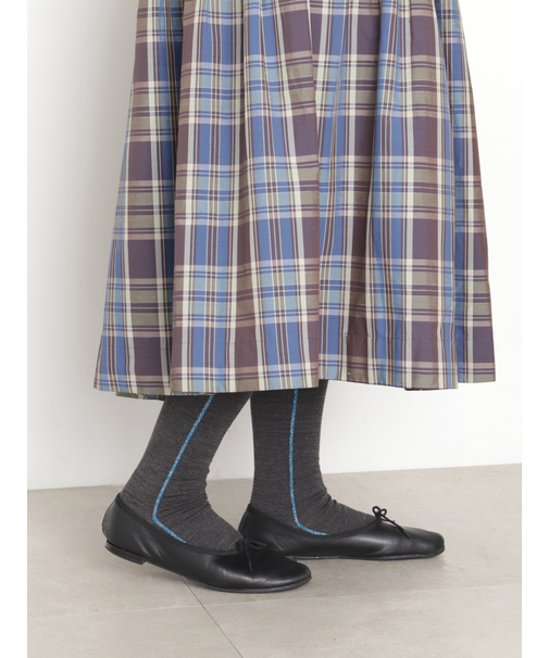 毛混ラメラインハイソックス