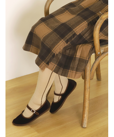 毛混ラメラインハイソックス