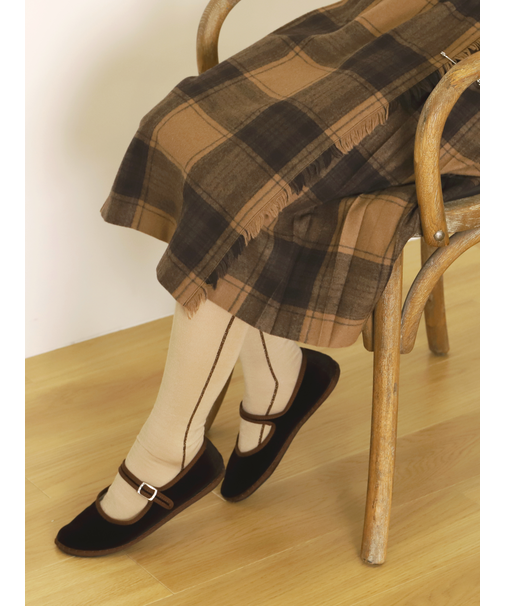 毛混ラメラインハイソックス