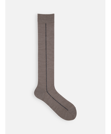 毛混ラメラインハイソックス