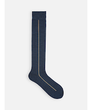 毛混ラメラインハイソックス